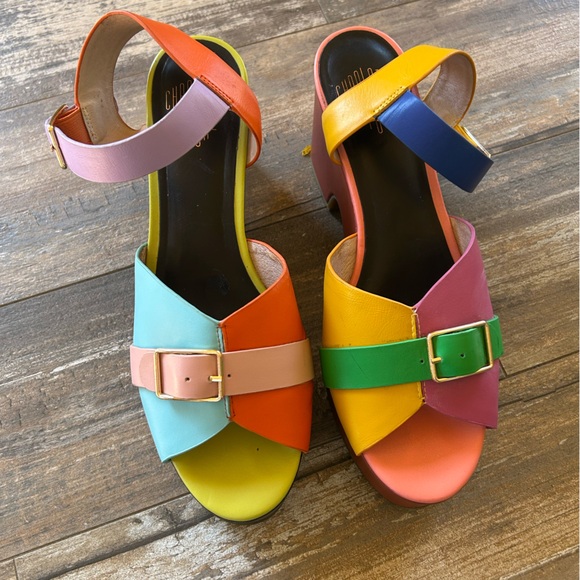 Charlotte Stone RAF Platform Sandals in Solimar US 10 Multi-Colored Leather - Picture 2 of 14